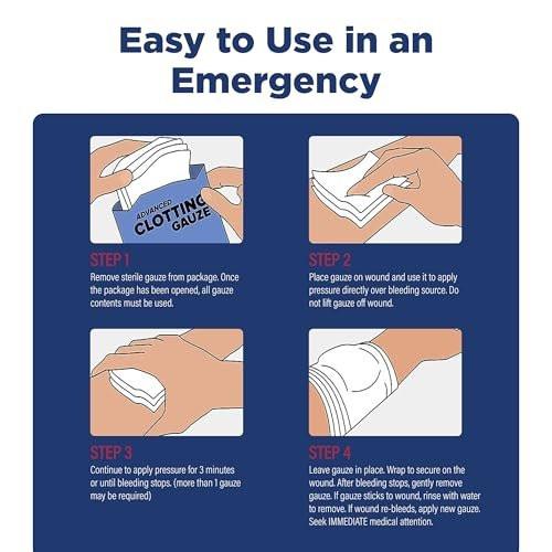 Adventure Medical Kits QuikClot Advanced Clotting Gauze - Stops Bleeding Up to 5X Faster Than Standard Gauze - Kaolin Hemostatic Dressing - for First Aid Kits & Survival Gear - 3 x 24 - görsel 12