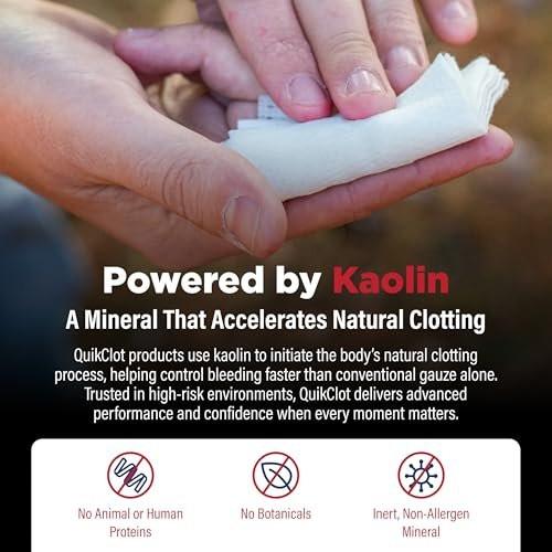 Adventure Medical Kits QuikClot Advanced Clotting Gauze - Stops Bleeding Up to 5X Faster Than Standard Gauze - Kaolin Hemostatic Dressing - for First Aid Kits & Survival Gear - 3 x 24 - görsel 6