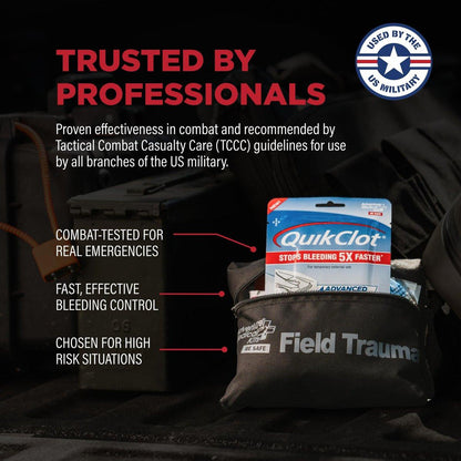 Adventure Medical Kits QuikClot Advanced Clotting Gauze - Stops Bleeding Up to 5X Faster Than Standard Gauze - Kaolin Hemostatic Dressing - for First Aid Kits & Survival Gear - 3 x 24