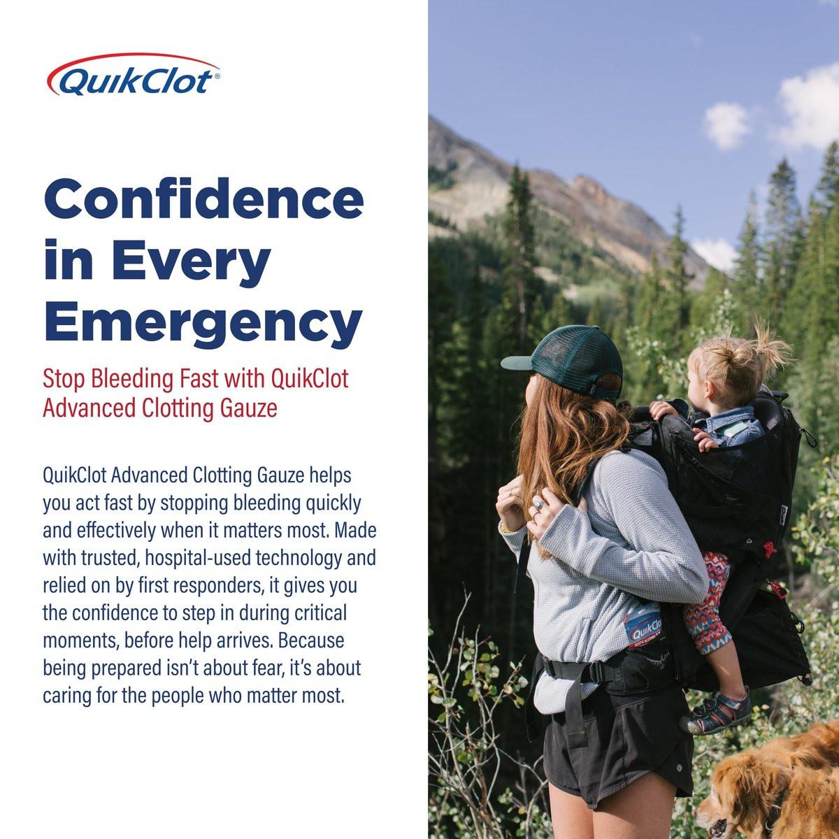 Adventure Medical Kits QuikClot Advanced Clotting Gauze - Stops Bleeding Up to 5X Faster Than Standard Gauze - Kaolin Hemostatic Dressing - for First Aid Kits & Survival Gear - 3 x 24 - görsel 15