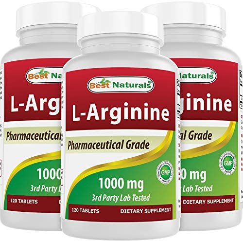Best Naturals 3 Pack L-Arginine 1000 mg 120 Tablets - Pharmaceutical Grade L Arginine Supplement Promotes Nitric Oxide Synthesis (Total 360 Tablets) - görsel 1