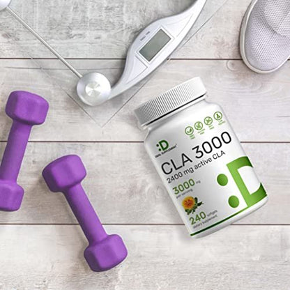 Ultra Strength CLA 3000mg | 240 Softgels, Active Conjugated Linoleic Acid from Safflower Oil