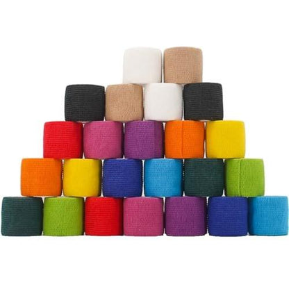 WeTop 24 Pack Self Adhesive Bandage Wrap 2 Inch, Athletic Elastic Non Woven Cohesive Bandage for Sports, Wrist, Ankle Sprains, Swelling and Vet Wrap (Rainbow)