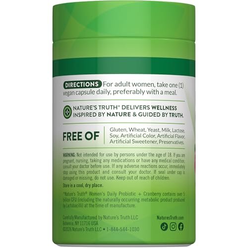Nature's Truth Probiotics for Women | 5 Billion CFUs Daily | 40 Vegan Capsules | with Cranberry | Non-GMO & Gluten Free | No Refrigeration Needed - görsel 14