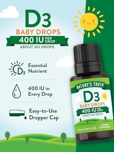 Nature's Truth Vitamin D Drops for Infants | 400 IU | 9.2 mL | D3 for Kids | Vegetarian, Non-GMO & Gluten Free Supplement - görsel 10