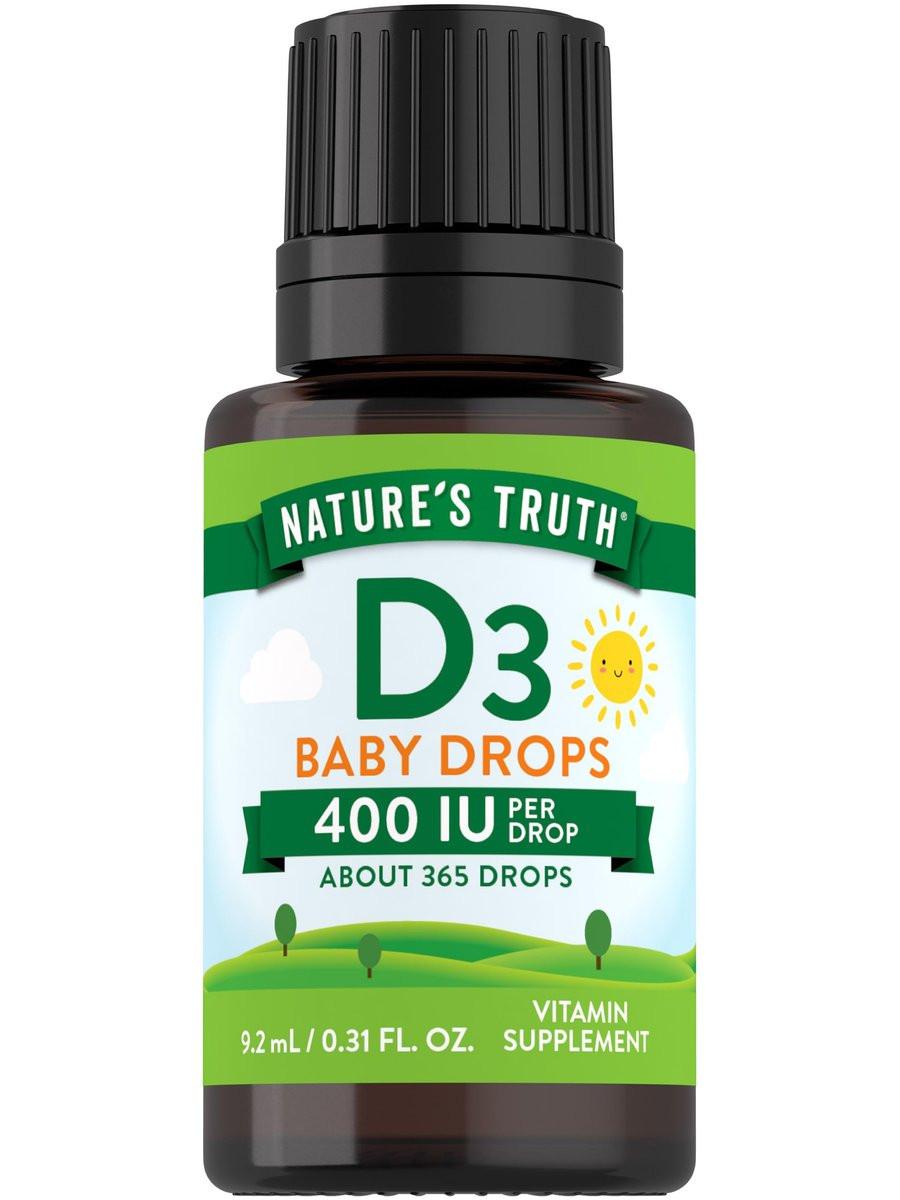 Nature's Truth Vitamin D Drops for Infants | 400 IU | 9.2 mL | D3 for Kids | Vegetarian, Non-GMO & Gluten Free Supplement - görsel 1