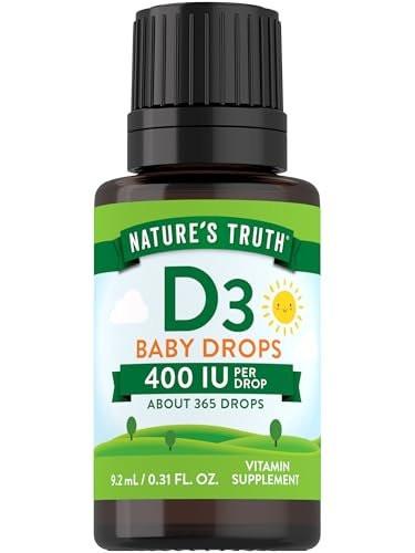 Nature's Truth Vitamin D Drops for Infants | 400 IU | 9.2 mL | D3 for Kids | Vegetarian, Non-GMO & Gluten Free Supplement