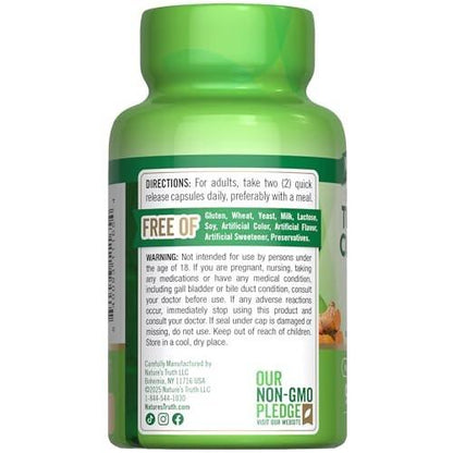 Nature's Truth Turmeric Curcumin Capsules Supplement | with 95% Standardized Curcuminoids and Bioperine | 90 Count | Non-GMO and Gluten Free