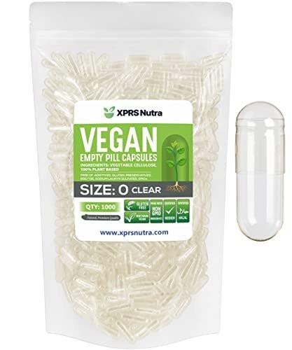 XPRS Nutra Size 0 Empty Capsules - 1000 Count Clear Empty Vegan Capsules - Vegetarian Pills - DIY Vegetable Capsule Filling - Veggie Pill Caps for Do-It-Yourself Supplements - görsel 2