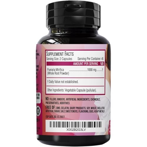 Pueraria Mirifica Capsules 2000mg Daily - Breast Enhancement Pills and Estrogen Supplement for Women and Men, Breast Enlargement Pills for Women and Transgender - Breast Growth Breast Enhancer - görsel 5