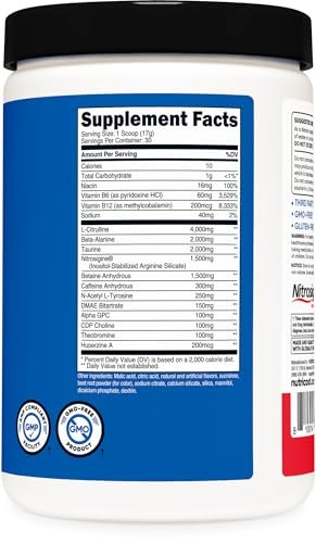 Nutricost Pre-X Xtreme Pre-Workout Complex Powder, Fruit Punch, 30 Servings, Vegetarian, Non-GMO and Gluten Free - görsel 3