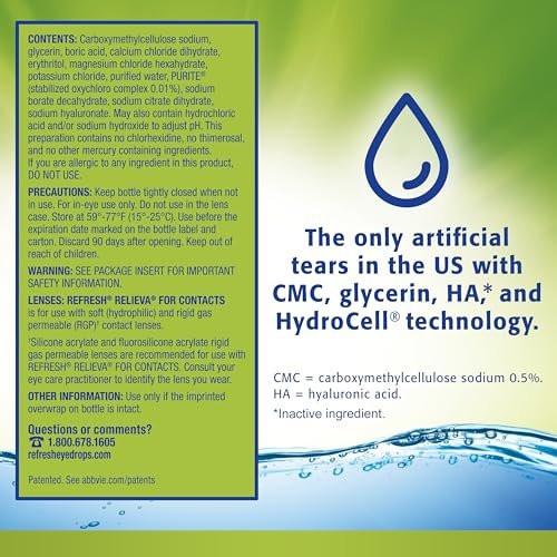 Refresh Relieva for Contacts Lubricant Eye Drops For Dry Eyes, 0.27 Fl Oz Sterile - görsel 1
