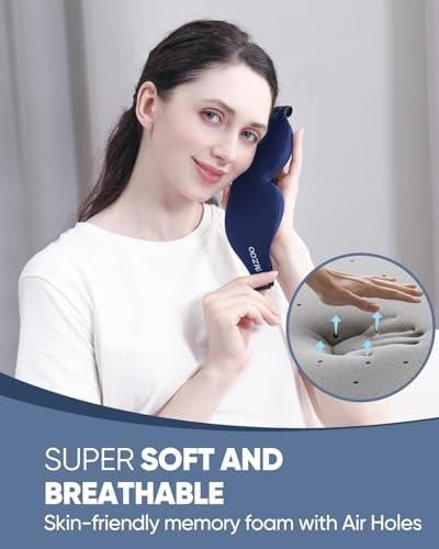MZOO Luxury Sleep Eye Mask for Side Sleeper Men Women, Zero Eye Pressure 3D Sleeping Mask, Light Blocking Patented Design Night Blindfold, Soft Eye Shade Cover for Travel, Blue - görsel 10