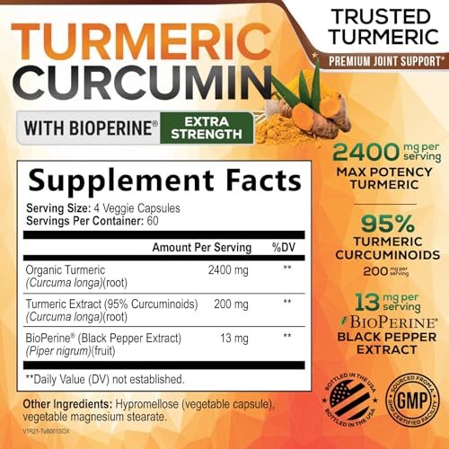Turmeric Curcumin Supplement - 2400mg – Enhanced Absorption with BioPerine: BioPerine is a patented black pepper – Image 3