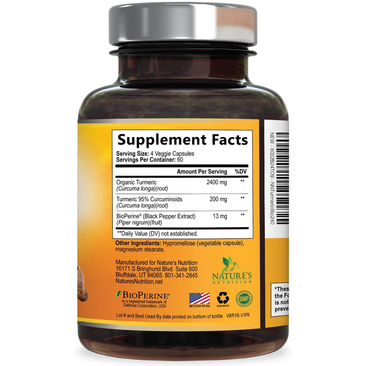 Turmeric Curcumin Supplement - 2400mg – Made in the USA: This product is manufactured in a cGMP-certified – Image 18
