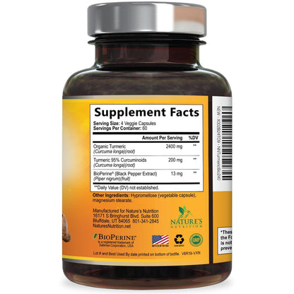 Turmeric Curcumin Supplement - 2400mg – Made in the USA: This product is manufactured in a cGMP-certified – Image 18