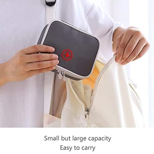 Linsiter Portable Mini First Aid Bag Empty, Small Size Travel Medicine Pouch Double Zippers Handy Pills Pocket for Travel Home (Gray) - görsel 7