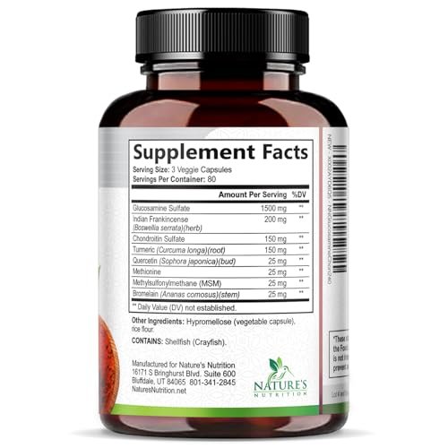 Glucosamine Chondroitin MSM - Joint Support Supplement for Joint Mobility and Cartilage Support For Men and Women - Triple Strength Glucosamine Supplements with Turmeric & Boswellia - 240 Capsules - görsel 17