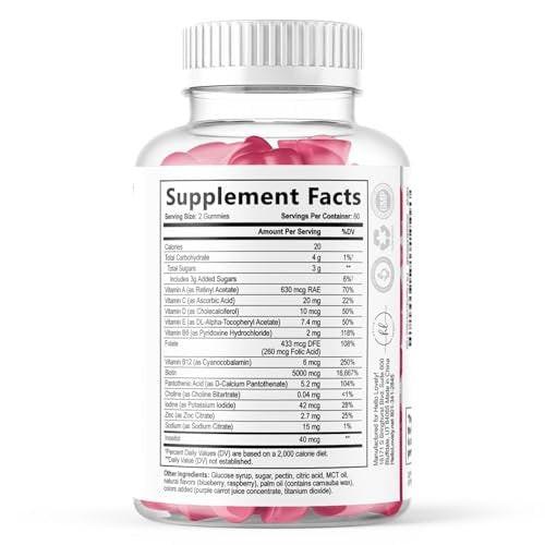 Hair Vitamins Gummies for Hair Growth - Hair, Skin & Nails Beauty Complex with 5000mcg Biotin per Serving - Supports Thicker, Stronger, Radiant-Looking Hair for Women & Men, Berry Flavor - 120 Gummies - görsel 15