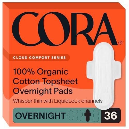 Cora 100% Organic Cotton Topsheet Pads (36 Overnight Pads) - görsel 13