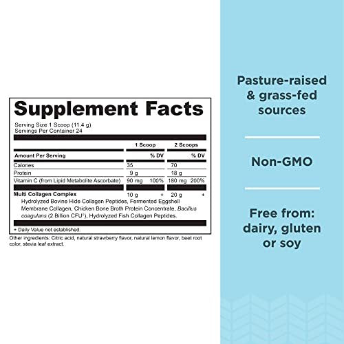 Ancient Nutrition Collagen Peptides Powder, Multi Collagen Protein, Women & Men, Vitamin C, Probiotics, Hydrolyzed Collagen, Supports Skin, Joints, Gut Health, Strawberry Lemonade, 24 Servings - görsel 5