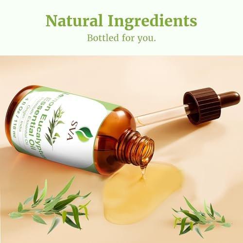SVA Lemon Eucalyptus Essential Oil – 4 Fl Oz – 100% Natural Citriodora Oil - for Diffuser, Hair Care, Face, Skin Care, Aromatherapy, Scalp and Body Massage, Soap and Candle Making – with Dropper - görsel 8