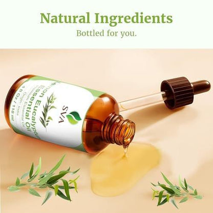 SVA Lemon Eucalyptus Essential Oil – 4 Fl Oz – 100% Natural Citriodora Oil - for Diffuser, Hair Care, Face, Skin Care, Aromatherapy, Scalp and Body Massage, Soap and Candle Making – with Dropper
