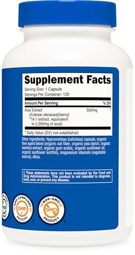 Nutricost Acai Extract 120 Capsules for 120 Servings - Euterpe Oleracea, GMO Free, Gluten Free and Vegetarian