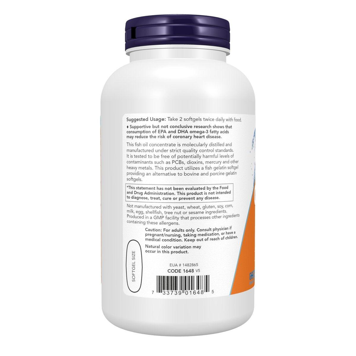 NOW Foods Supplements, Omega-3 180 EPA / 120 DHA, Molecularly Distilled, Cardiovascular Support*, 200-Fish Gelatin Softgels, Packaging may vary - görsel 3