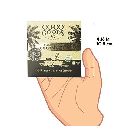 Coco Goods Co. Single-Origin Organic Premium Coconut Oil, Centrifuge Extracted - Great for Hair and Nails Care, Skin Moisturizer 7.5 fl. oz (Travel/Convenience Pack, 0.5 fl. oz x 15 count)