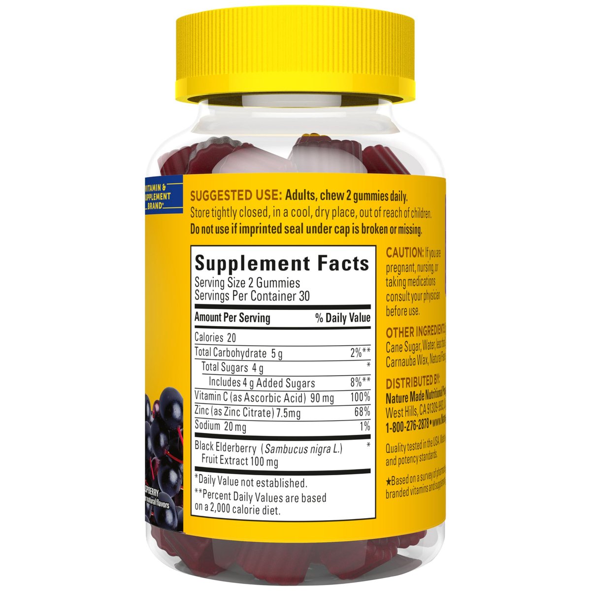 Nature Made Elderberry Gummies with Vitamin C and Zinc, Dietary Supplement for Immune Support, 100 Gummies, 50-Day Supply - görsel 11