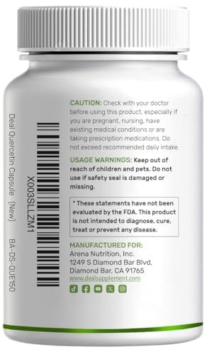 DEAL SUPPLEMENT Quercetin 1,000mg Per Serving, 300 Capsules – Healthy Immune Support Supplements, High Bioavailable Flavonoids, Natural Antioxidant – Non-GMO, Soy Free, No Gluten