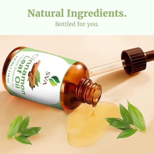 SVA Cinnamon Leaf Essential Oil – 4 Fl Oz – 100% Natural Cinnamon Oil - for Diffuser, Hair Care, Face, Skin Care, Aromatherapy, Scalp and Body Massage, Soap and Candle Making – with Dropper - görsel 4