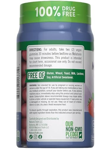 Nature's Truth Melatonin 10mg Gummies | 70 Count | Berry Flavor | Vegan, Non-GMO, and Gluten Free Supplement - görsel 4