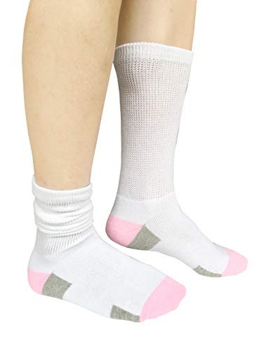 SYOLLAVE Women Diabetic Socks Non-Binding Wide Top Loose Fitting Medical Hospital Socks for Diabetes Edema Thick Ankle Crew Socks Casual Dress Sox - görsel 13