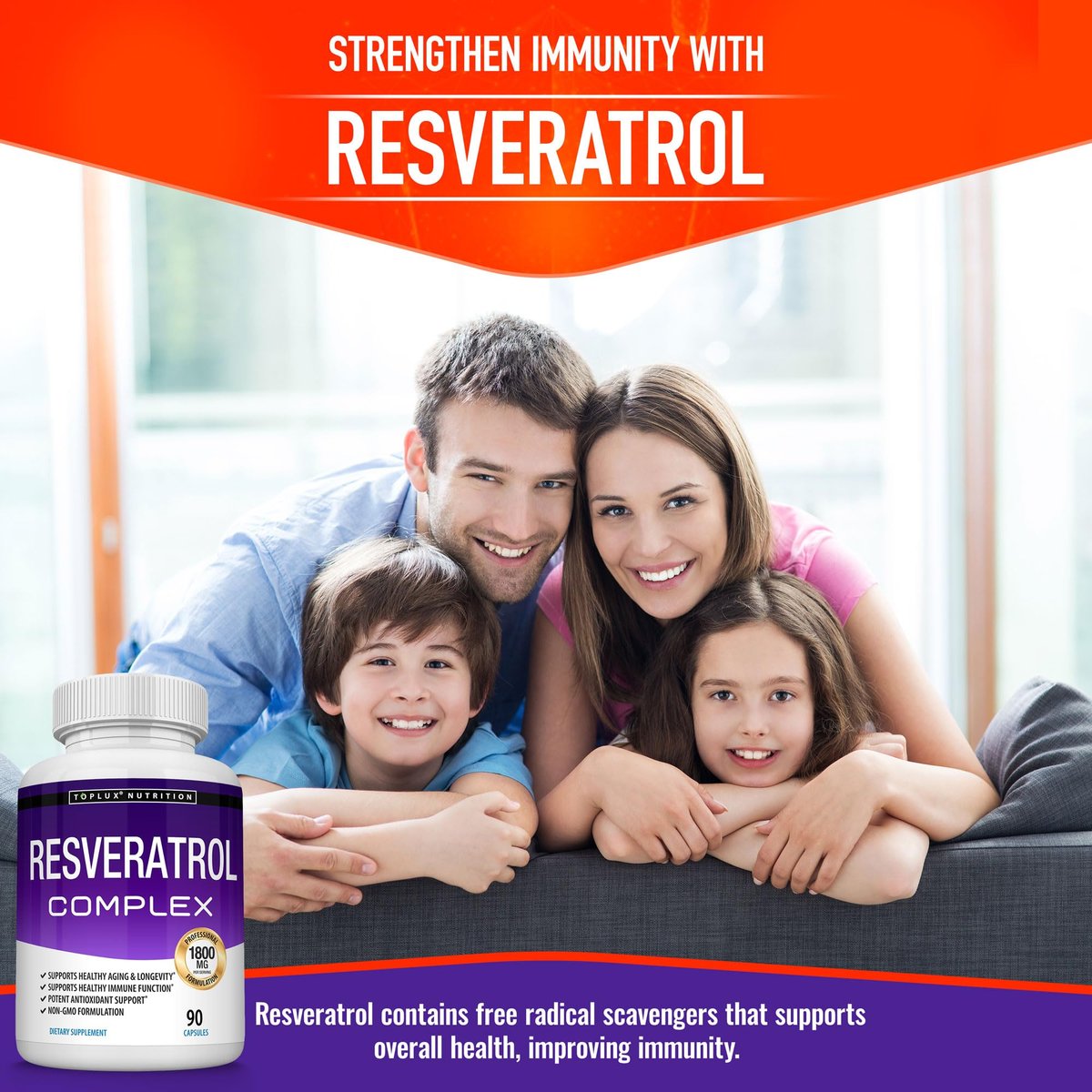 Resveratrol Supplement 1800 mg Antioxidant Complex - Highly Potent Natural Trans-Resveratrol Pills for Healthy Aging, Overall Health Support, Immune System, Brain Function, for Men Women, 90 Capsules - görsel 12