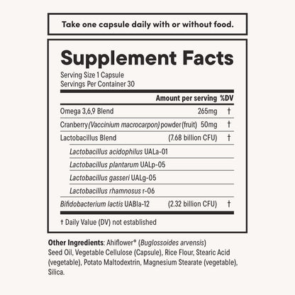 Daily Nouri Probiotics for Women | Vaginal Health + Urinary Tract Support | Vaginal pH & Microbiome Balance | 5 Clinically Studied Strains + Cranberry & Omega | 30-Day Supply
