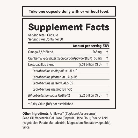 Daily Nouri Probiotics for Women | Vaginal Health + Urinary Tract Support | Vaginal pH & Microbiome Balance | 5 Clinically Studied Strains + Cranberry & Omega | 30-Day Supply
