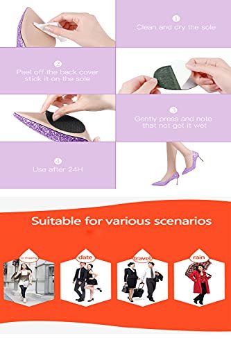 Non Slip Shoes Pads Self-Adhesive Shoe Grips Rubber Anti-Slip Shoe Grips Sole Stick Protector (Black-5Pairs)