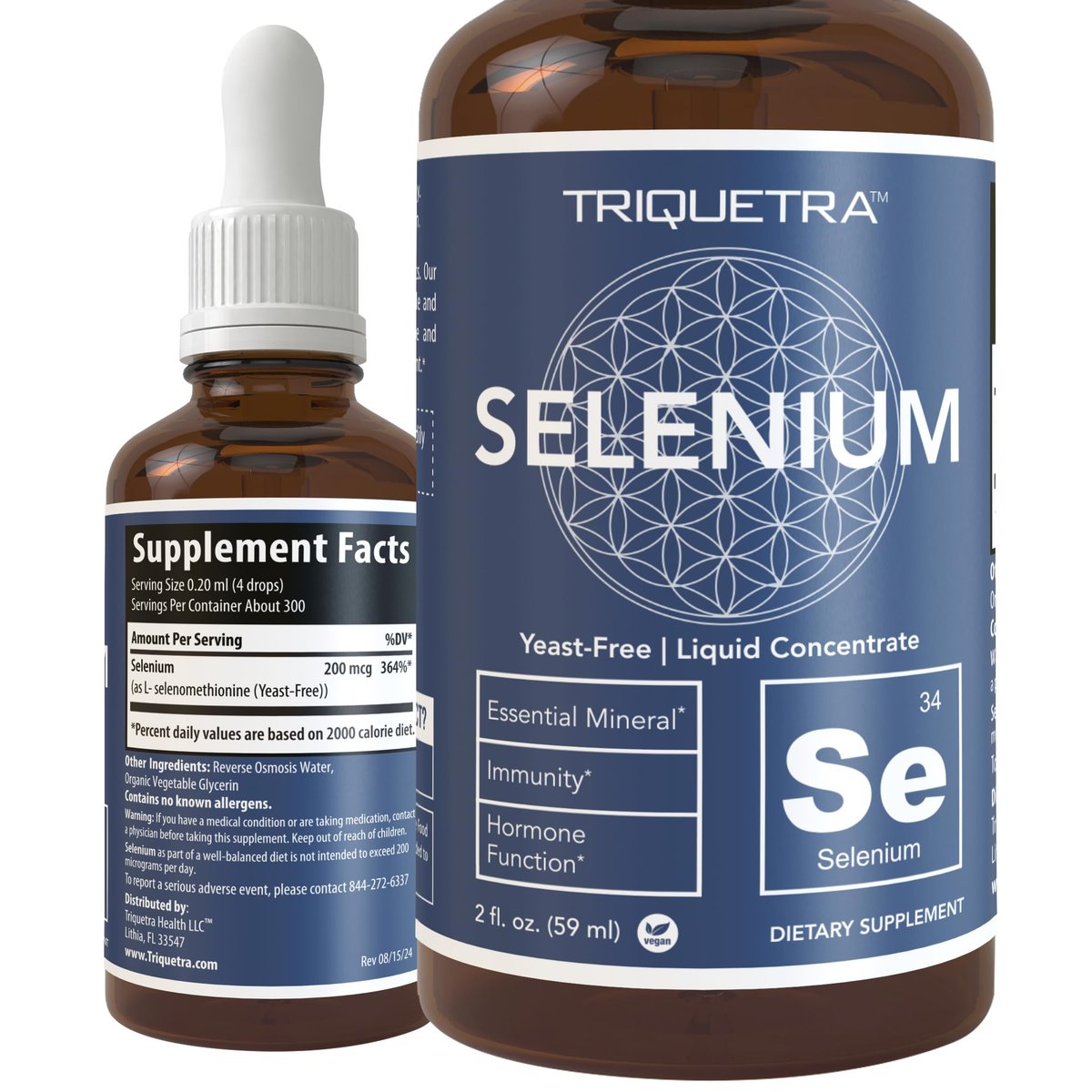 Selenium - 200 mcg, Selenomethionine Form, 300 Servings - Vegan, Glass Bottle, Yeast Free - Sublingual Liquid Concentrate - Antioxidant, Supports Immunity, Thyroid Health (2 oz.) - görsel 2