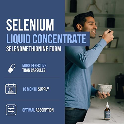 Selenium - 200 mcg, Selenomethionine Form, 300 Servings - Vegan, Glass Bottle, Yeast Free - Sublingual Liquid Concentrate - Antioxidant, Supports Immunity, Thyroid Health (2 oz.) - görsel 3