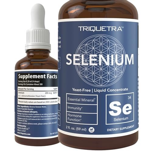 Selenium - 200 mcg, Selenomethionine Form, 300 Servings - Vegan, Glass Bottle, Yeast Free - Sublingual Liquid Concentrate - Antioxidant, Supports Immunity, Thyroid Health (2 oz.) - görsel 1