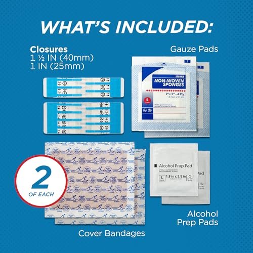 Clozex Complete Emergency Laceration Kit - Repair Wounds Without Stitches, FSA HSA Eligible Skin Clean Cover Closure Device for 2 Individual Or Combine for 2 1/2 in. Length - görsel 12