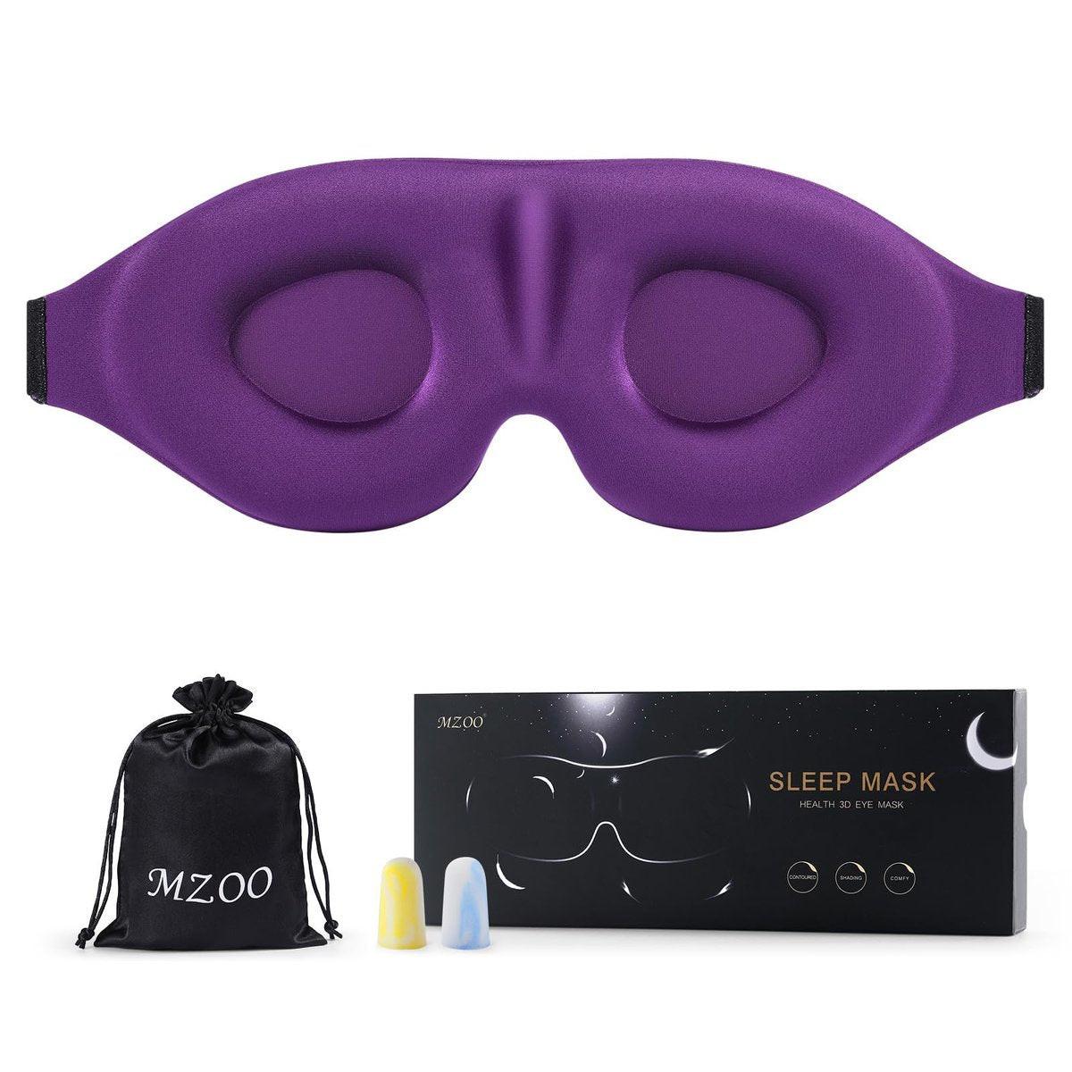 MZOO Luxury Sleep Eye Mask for Side Sleeper Men Women, Zero Eye Pressure 3D Sleeping Mask, Light Blocking Patented Design Night Blindfold, Soft Eye Shade Cover for Travel, Purple - görsel 7