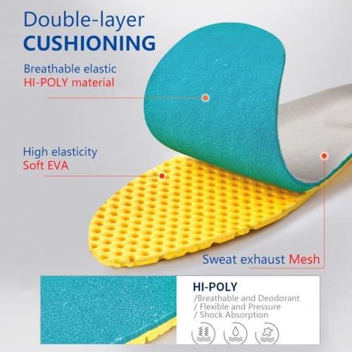 XINIFOOT 3 Pairs Elastic Shock Absorbing Shoe Insoles Breathable Honeycomb Sneaker Inserts Sports Shoe Insole Replacement Insoles for Men - görsel 5
