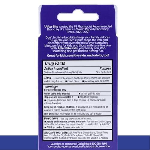 After Bite - Bug Bite Itch Relief for Kids with Sodium Bicarbonate - Ideal for Mosquito Bites, Fire Ant, Bees & More - Portable Cream Formula - 0.7 oz (4 Pack) - görsel 8