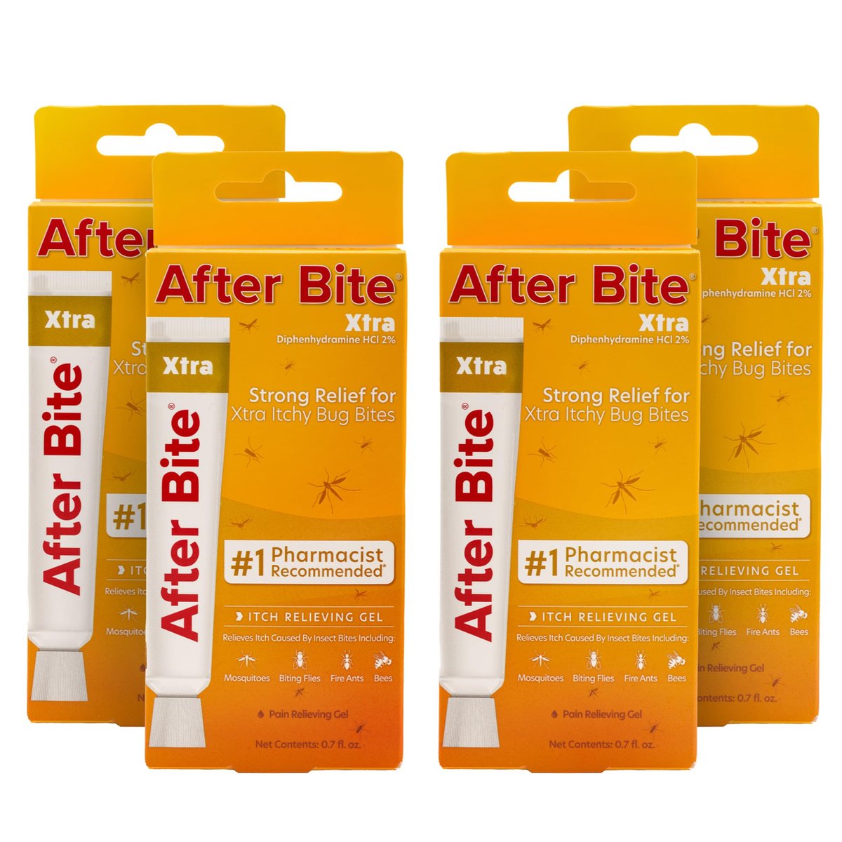 After Bite Xtra Formula - Itch Relief with Diphenhydramine HCl - Ideal for Mosquito & Fire Ant Bites, Bees & More - Portable Gel Formula - 0.7 oz (4 Pack) - görsel 5