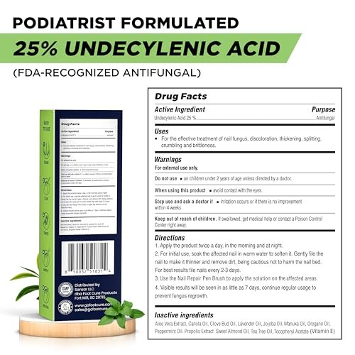 Footcure Antifungal Nail Treatment Pen – Extra Strength Toenail Fungus Treatment, 25% Undecylenic Acid for Toenails & Fingernails, Nail Fungus Repair Pen with Tea Tree & Oregano Oil, Made in USA - görsel 10