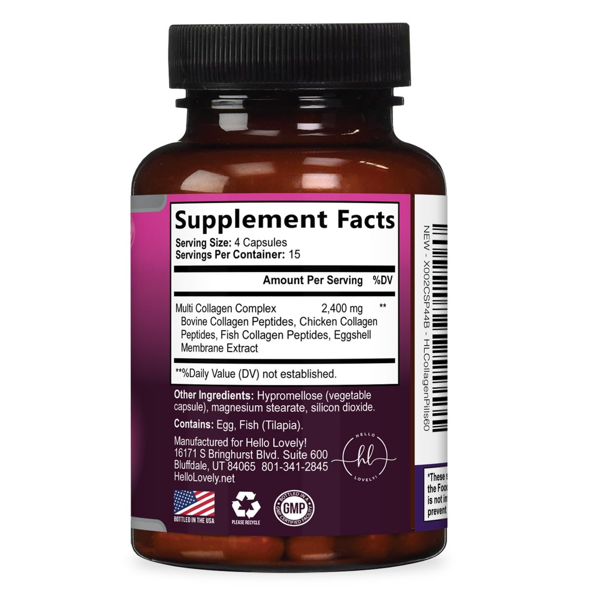 Multi Collagen Peptides Complex - Advanced Hydrolyzed Collagen Supplement Pills with Type I, II, III, V & X - Hair, Skin, Nail & Joint Support Supplement for Women & Men - USA Bottled - 60 Capsules - görsel 5