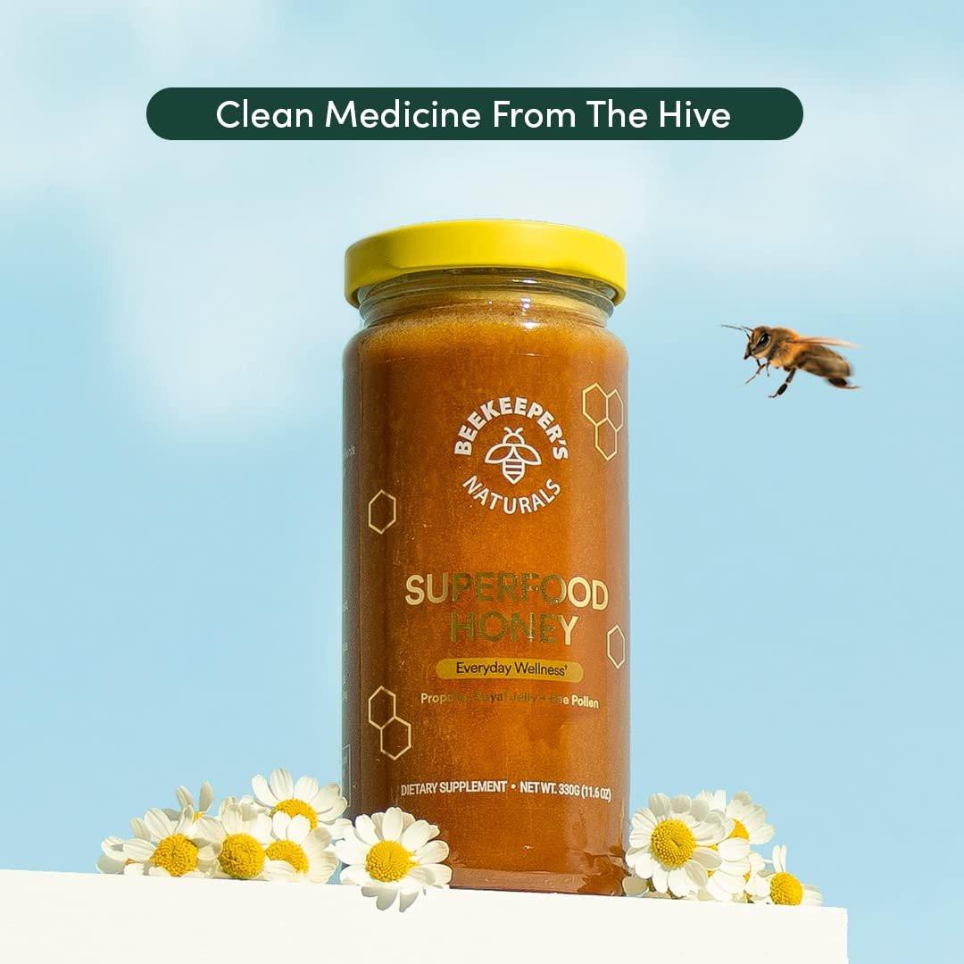 Superfood Honey by Beekeeper's Naturals - Bee Pollen, Royal Jelly, Propolis, Honey - Natural Energy, Immune Support, Mental Clarity, Athletic Performance (4.4 oz) - görsel 11